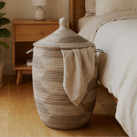 Large Decorative Wicker Storage Basket, 18" Wide, 23" Tall