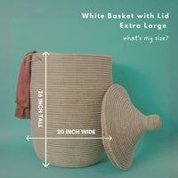 White Handwoven Wicker Baskets with Hooded Lids