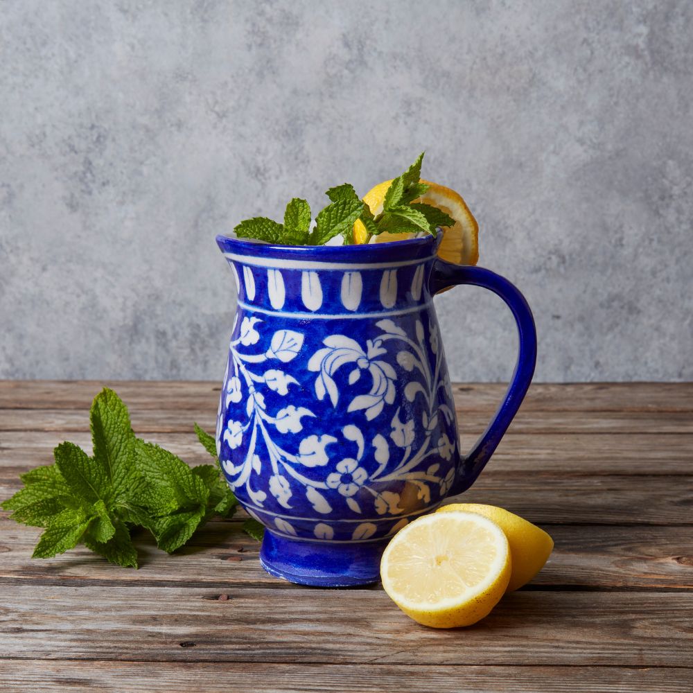 Jaipur Blue Pottery Serving Bowl and Gravy Pitcher Set