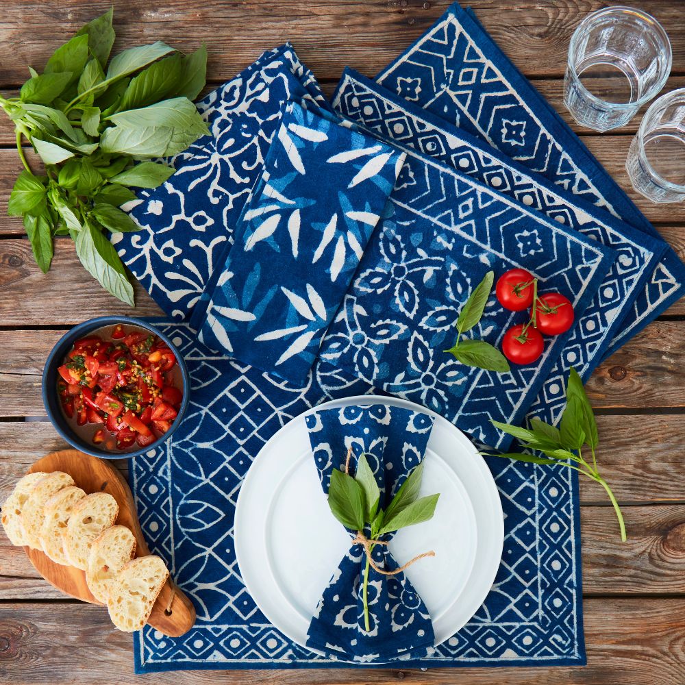 Indigo Block Print Placemat Set