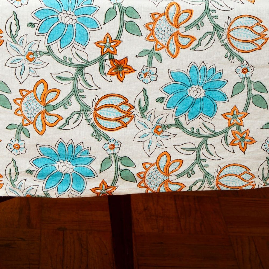 Lotus Vine Block Print 60 x 90 Rectangle Tablecloth