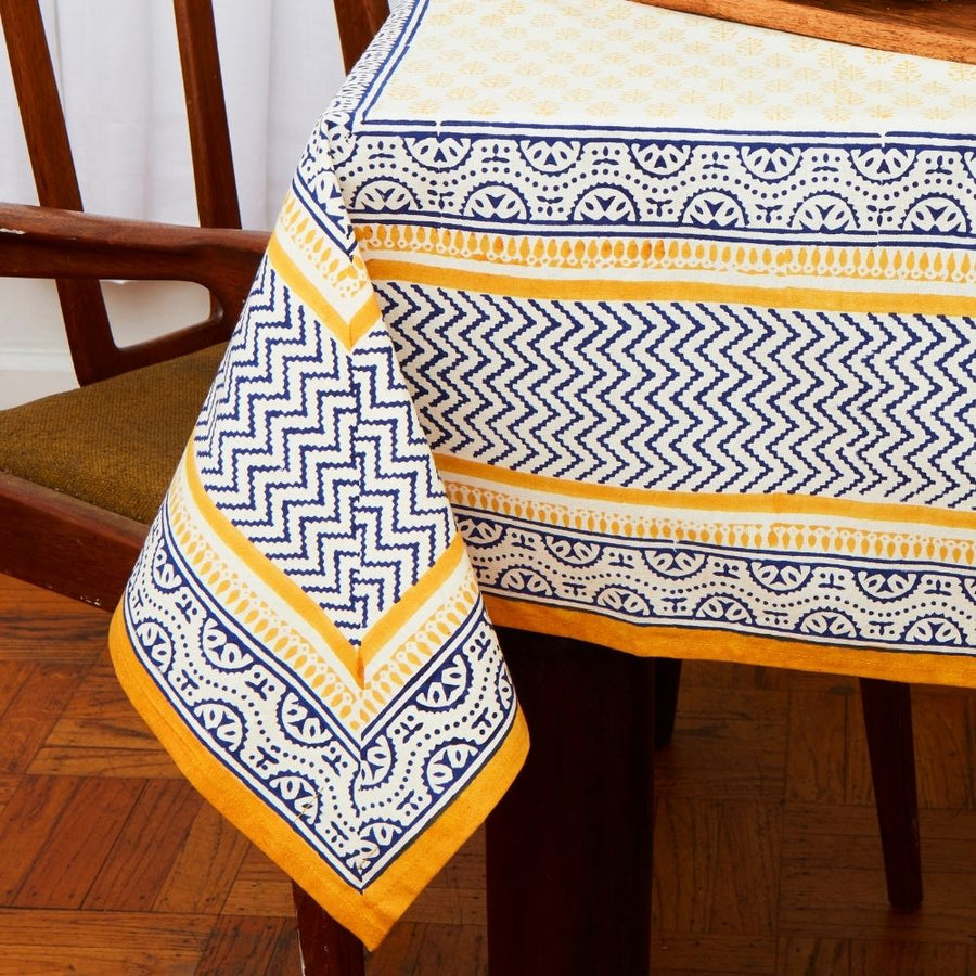 Yellow Blue Motif 60 x 90 Rectangle Tablecloth