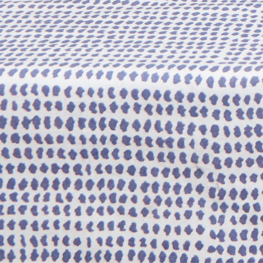 White Navy Block Print 62 x 104 Rectangle Tablecloth