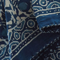 Indigo Vine Block Print Cotton Throw