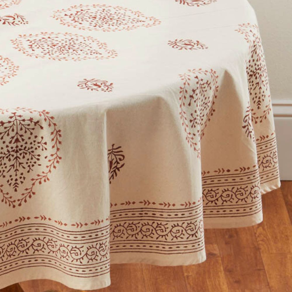 Henna Block Print Round 70" Tablecloth