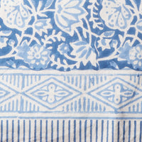 Blue Floral 90" Block Print Tablecloth