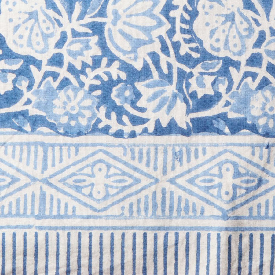 Blue Floral Block Print 60 x 90 Rectangle Tablecloth
