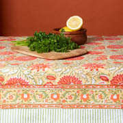 Orange Sunflower Block Print 60 x 90 Rectangle Tablecloth