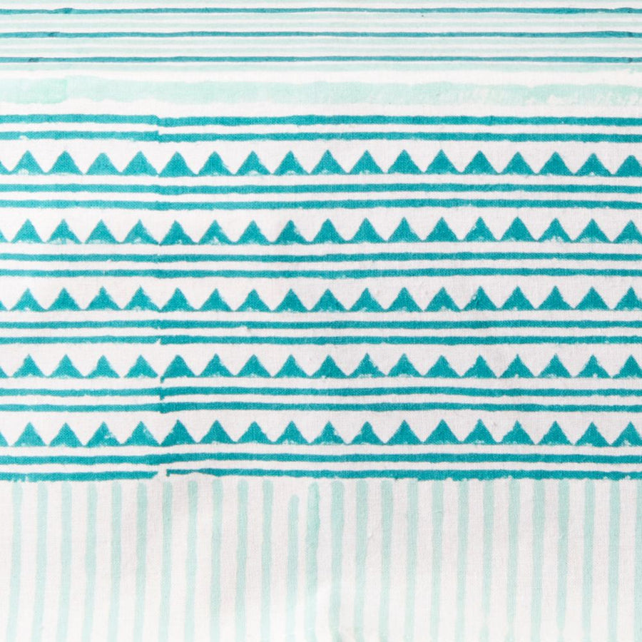 Teal Stripe Block Print 60 x 90 Rectangle Tablecloth