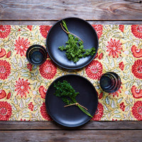 Orange Sunflower Block Print 72 x 14 Table Runner