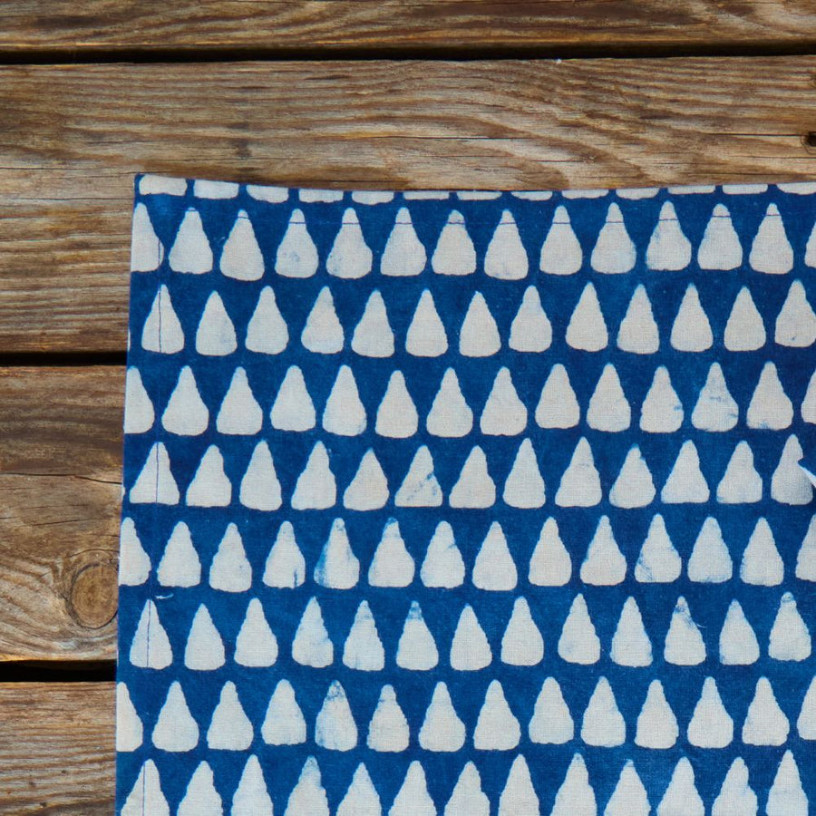 Indigo Triangles Resist Block Print Napkin Set