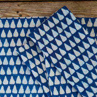 Indigo Triangles Resist Block Print Napkin Set