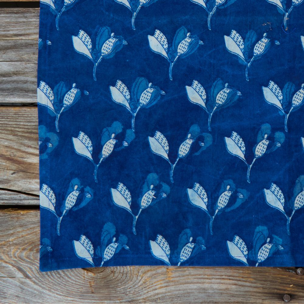 Indigo Sprigs Resist Block Print Napkin Set