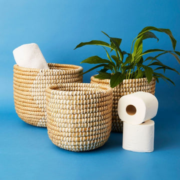 14" Small Grass Ribbon Planter Shelf Basket Set of 3