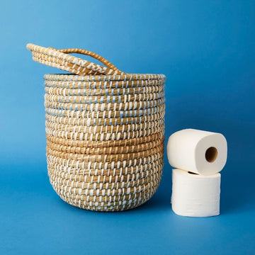 14" Small Grass Ribbon Lid Planter Shelf Basket