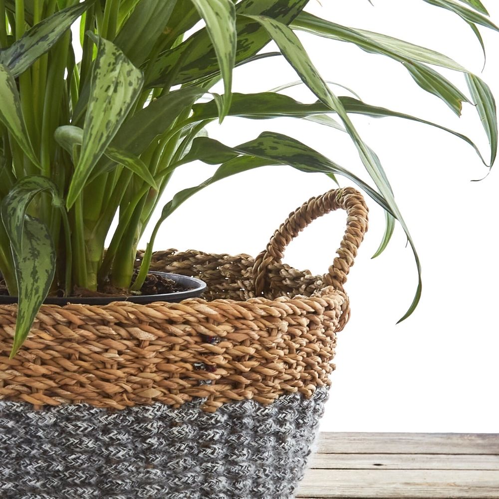 14" Small Rope Cotton Wide Planter Shelf Basket