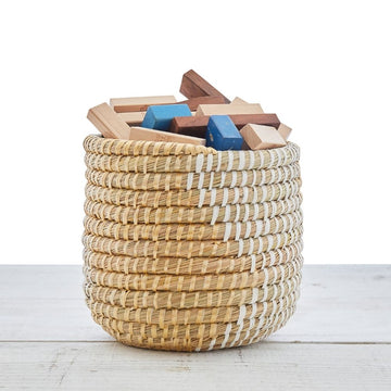 Small Grass Gold Ribbon Lid Basket