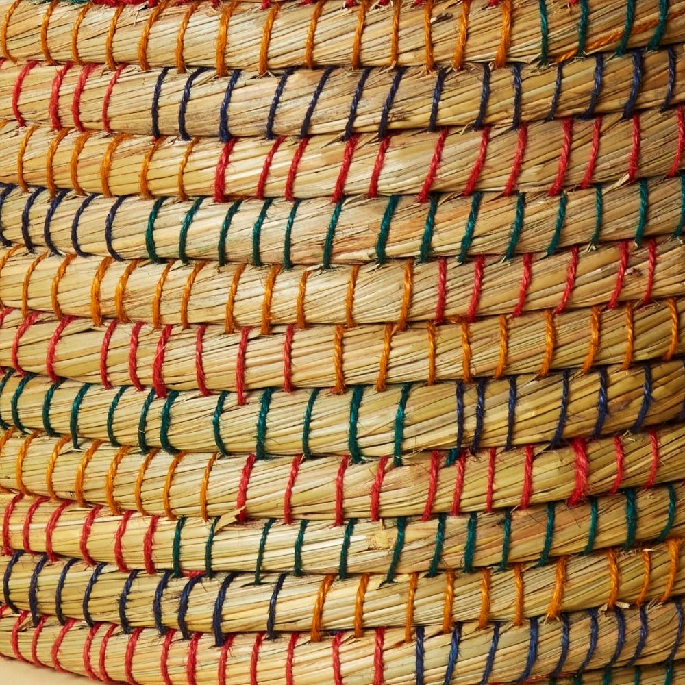 16" Small Storage Rainbow Grass Lid Basket