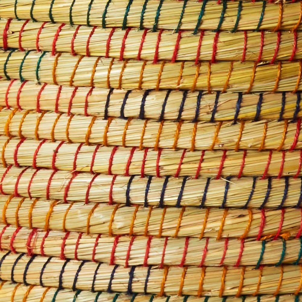 22" Large Storage Rainbow Grass Lid Basket