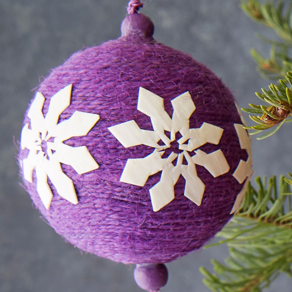 Holiday Jute Applique Ornament Set of 6