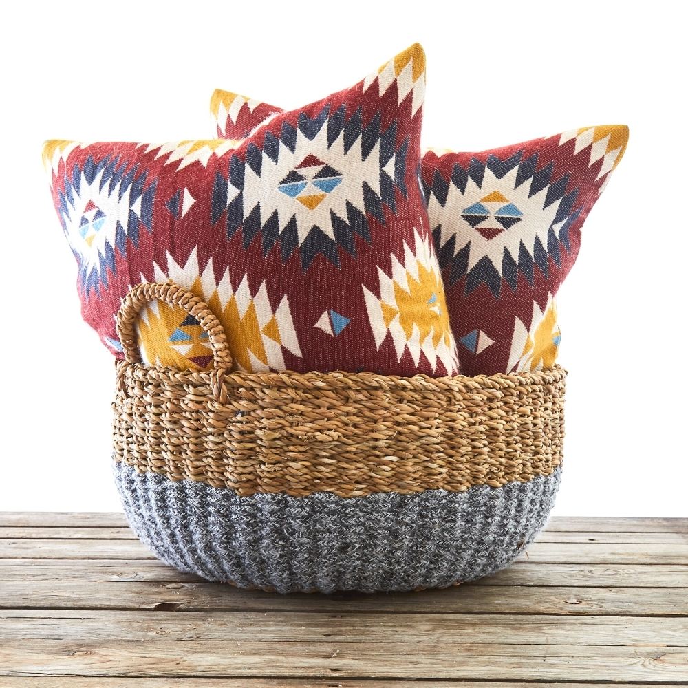 16" Small Wide Cotton Rope Planter Shelf Basket Set of 3