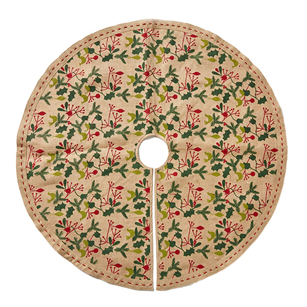Holiday Mistletoe Jute Tree Skirt