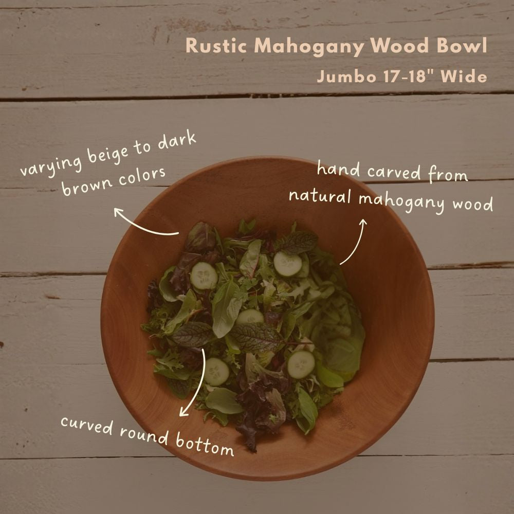 Rustic Wood Bowls for Serving Salads and Fruits