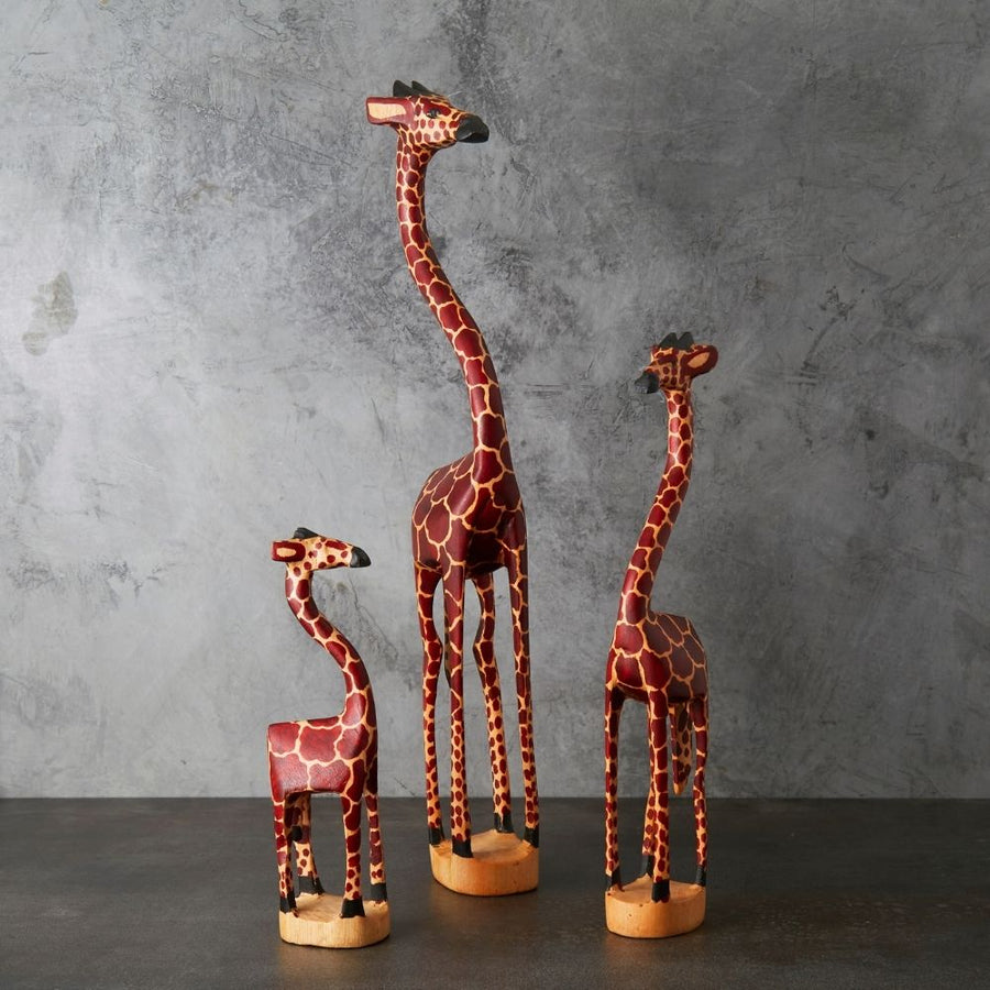 18" Tall Skinny Painted Giraffe Wood Sculpture