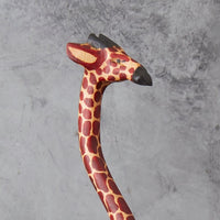 12" Medium Skinny Painted Giraffe Wood Sculpture
