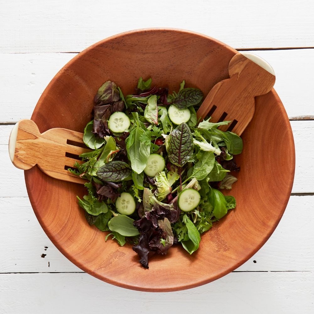 Short Hands Wood Bone Salad Server Set