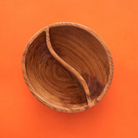 Divided Olive Wood Snack Bowl