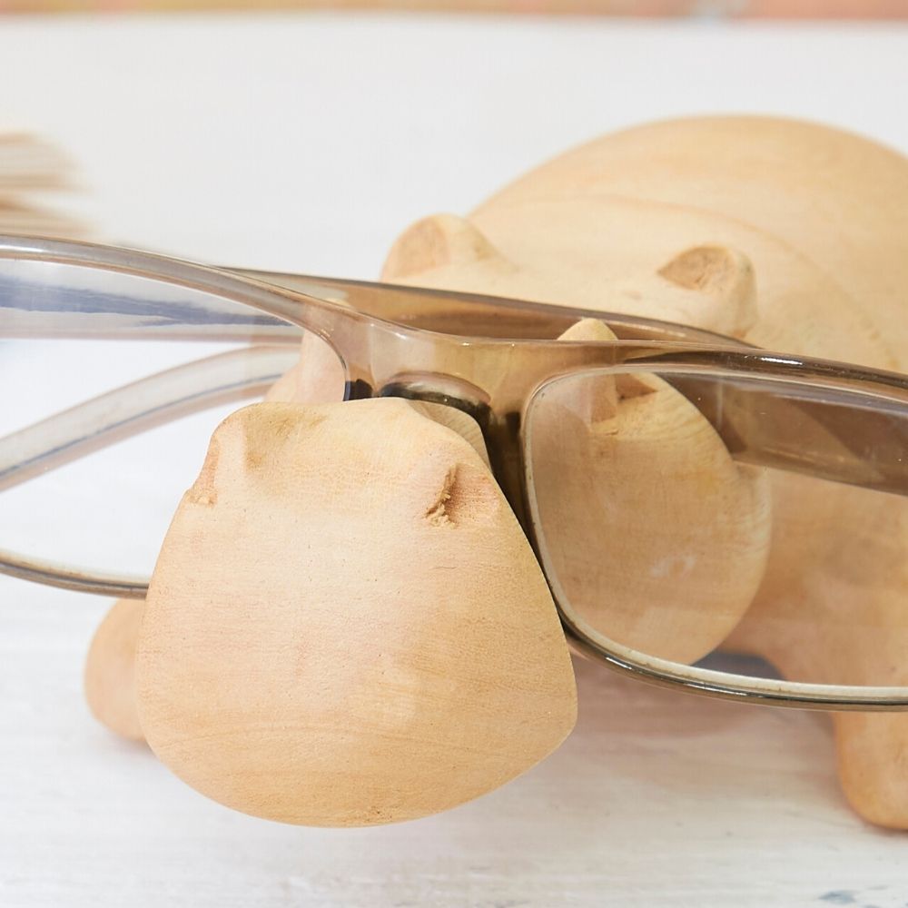 Hippo Wood Eye Glasses Holder