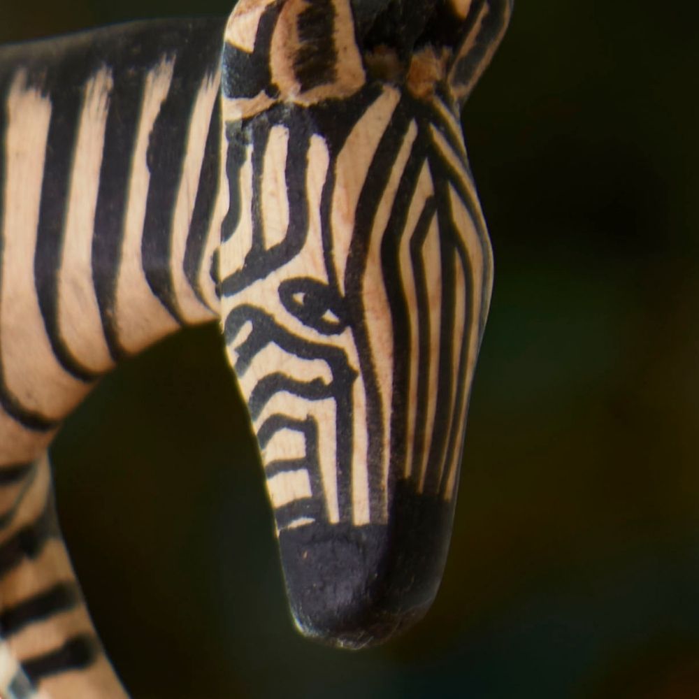 Painted Wood Zebra Christmas Ornament