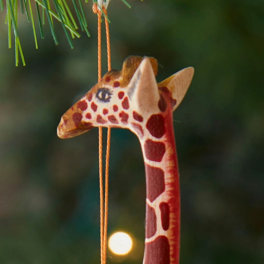 Painted Wood Giraffe Christmas Ornament