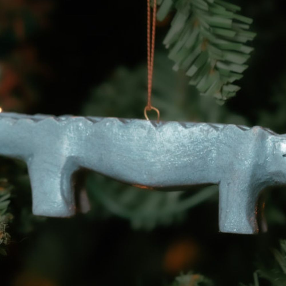 Painted Wood Alligator Christmas Ornament