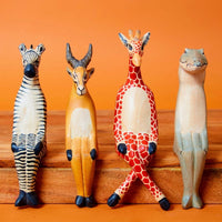 Small Wooden Safari Animal Figurines, 8" Tall
