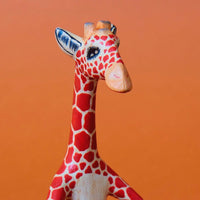 Painted Wood Sitting Giraffe Trinket Bowl