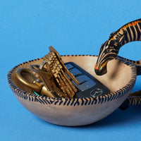 Painted Wood Zebra Jewelry Ring Dish