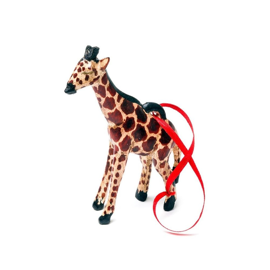 Painted Wood Mini Giraffe Christmas Ornament