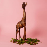 18" Tall Seared Wood Standing Giraffe Sculpture