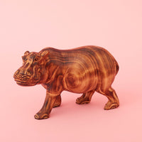 Seared Wood Large Hippo Sculpture