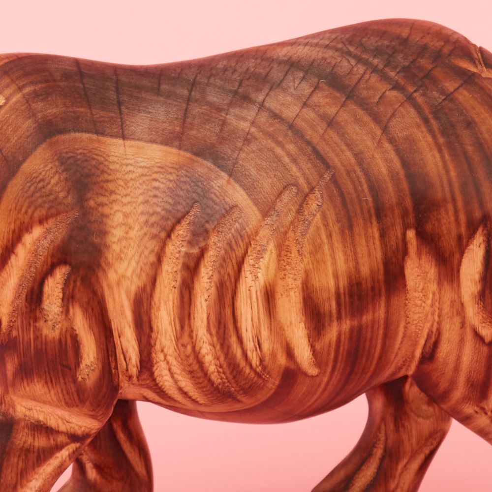 Seared Wood Large Rhino Sculpture