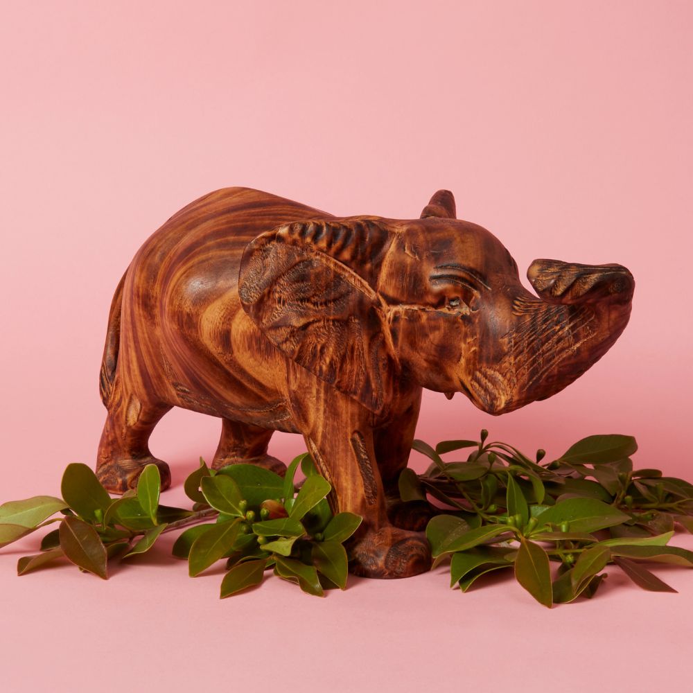 Seared Wood Large Elephant Sculpture