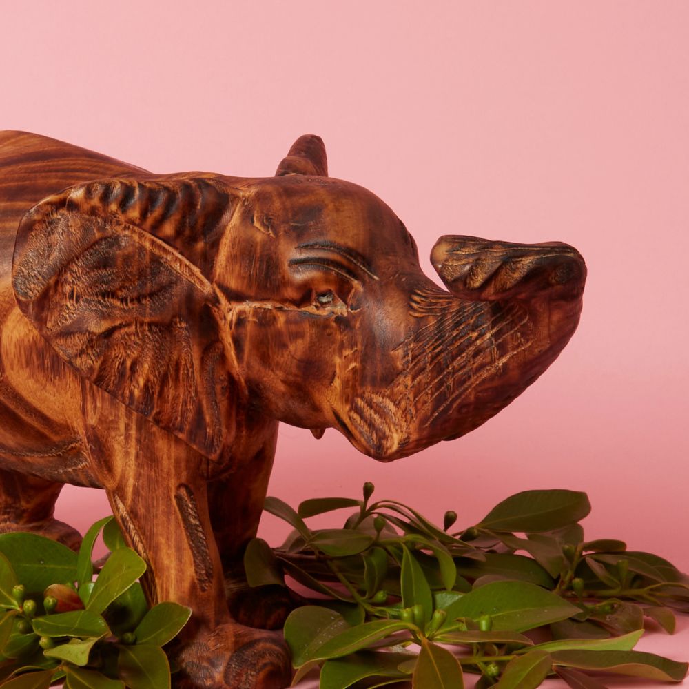 Seared Wood Large Elephant Sculpture