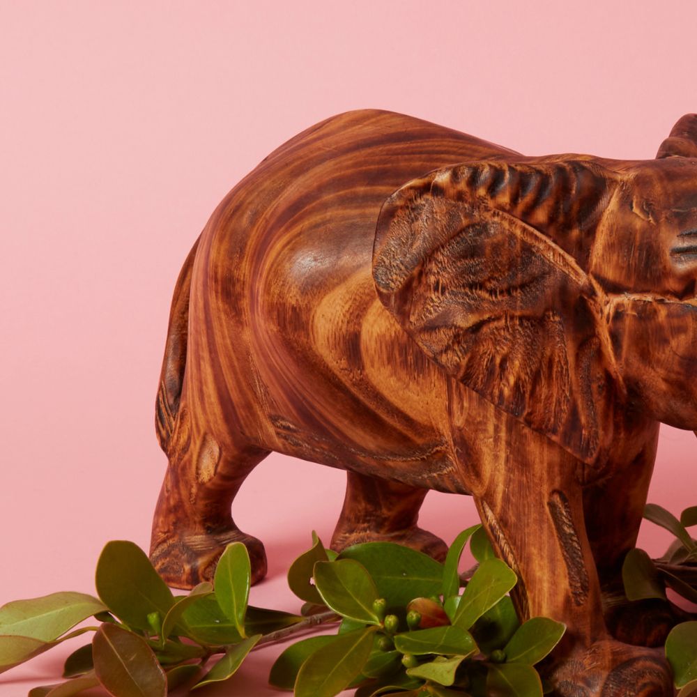 Seared Wood Large Elephant Sculpture
