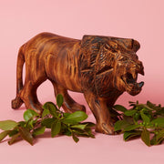 Seared Wood Large Lion Sculpture
