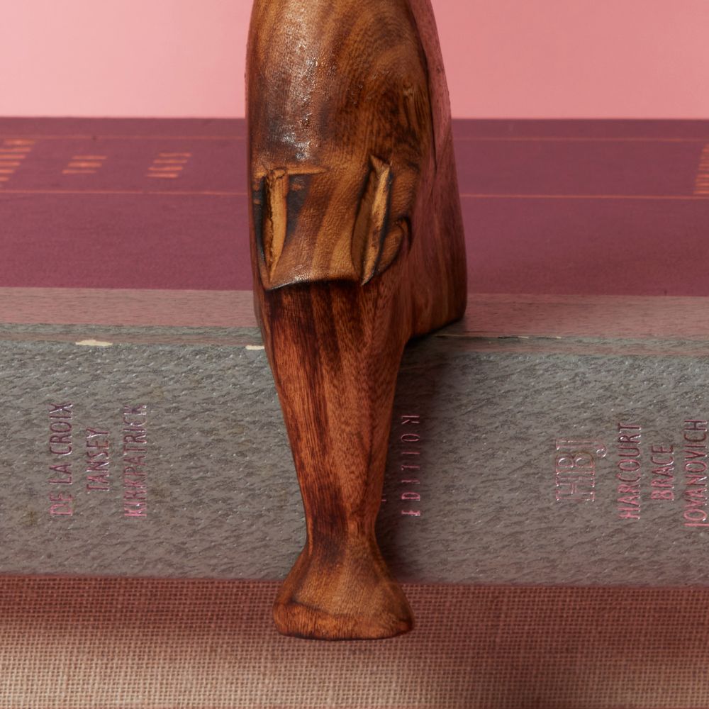 Seared Wood Antelope Sitting Sculpture