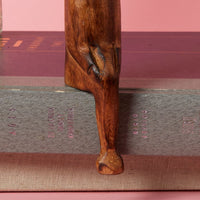 Seared Wood Hyena Sitting Sculpture