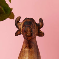 Seared Wood Buffalo Sitting Sculpture