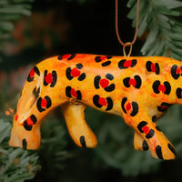Painted Wood Cheetah Christmas Ornament